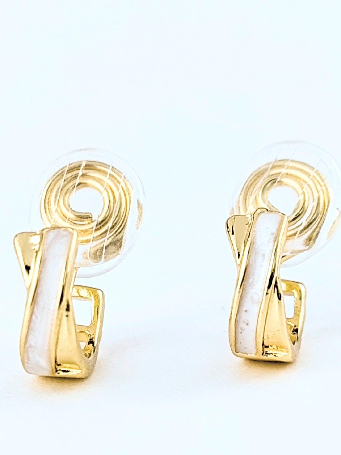 Crossover Gold Huggie Clip-on Earrings