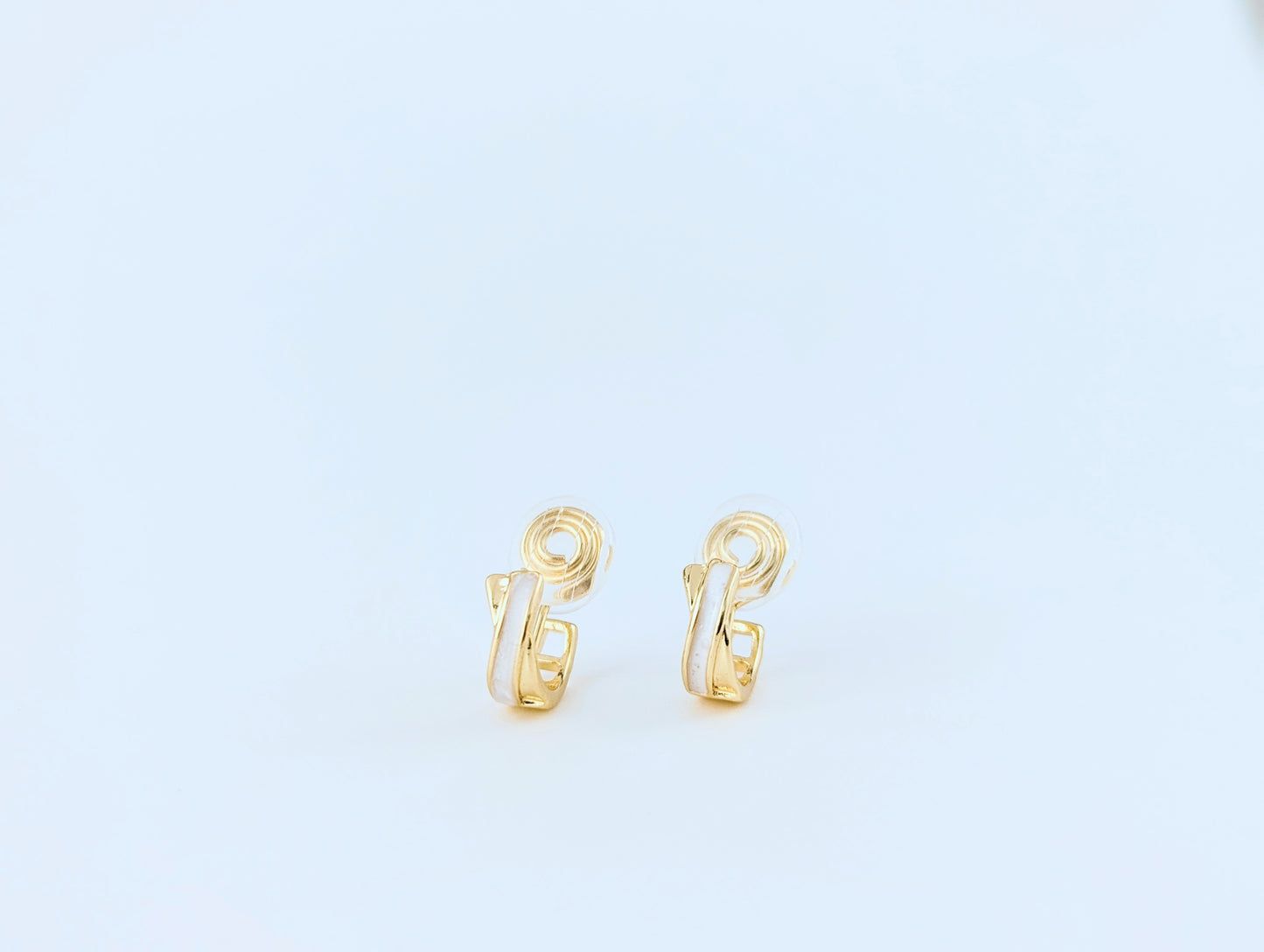 Crossover Gold Huggie Clip-on Earrings