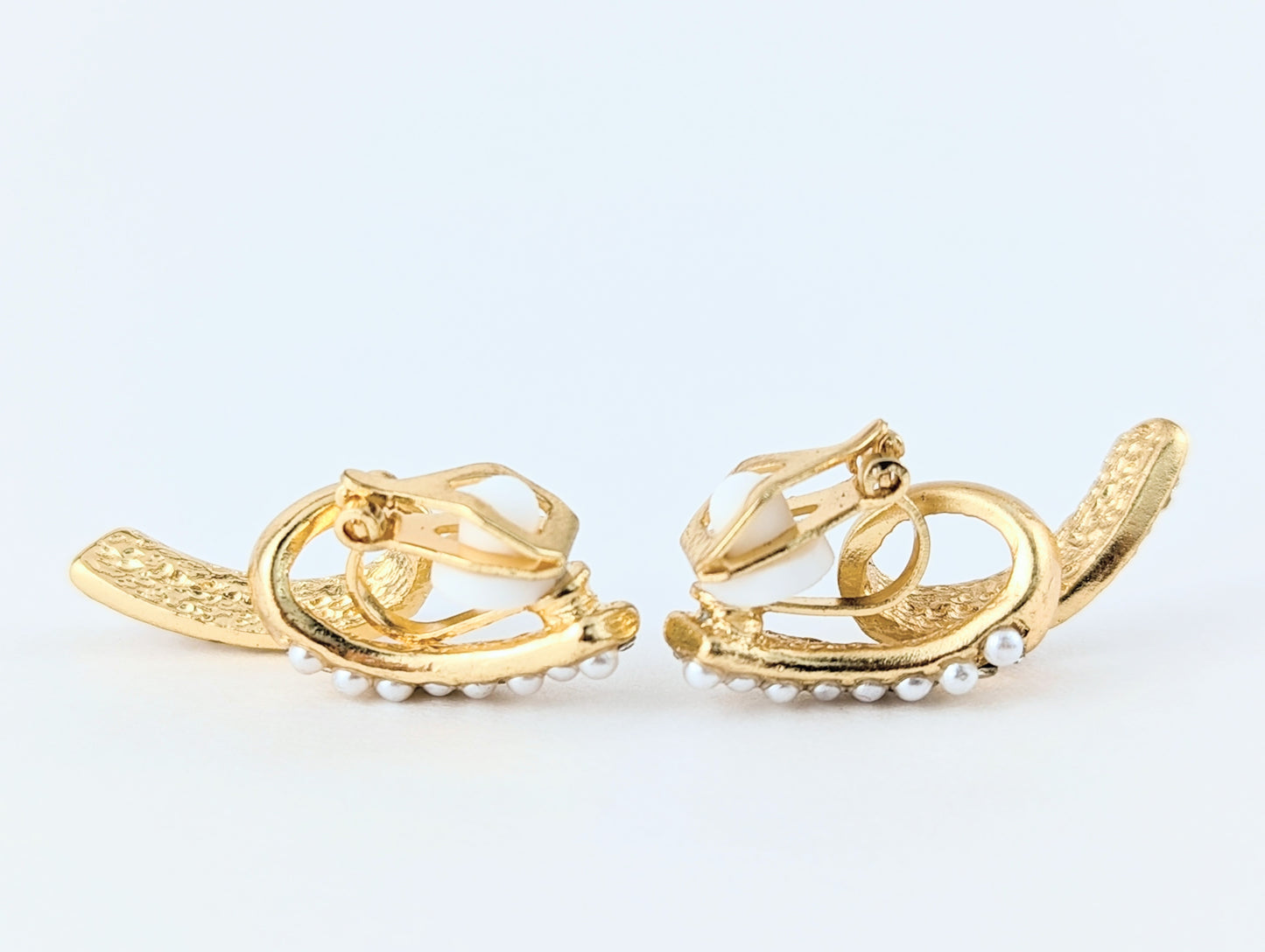 Spiral Pearl Gold Clip-on Earrings