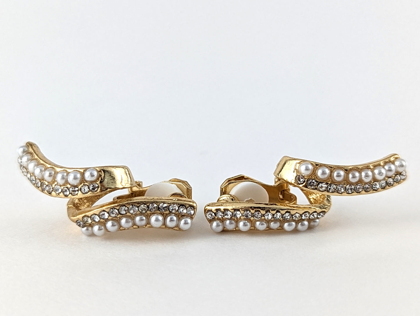 Spiral Pearl Gold Clip-on Earrings