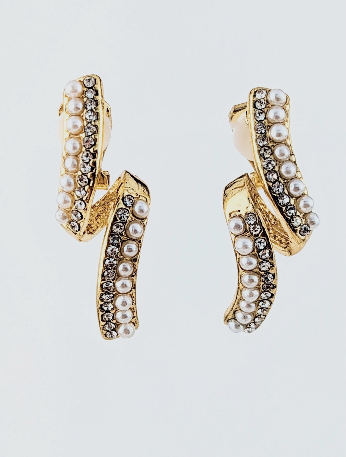 Spiral Pearl Gold Clip-on Earrings