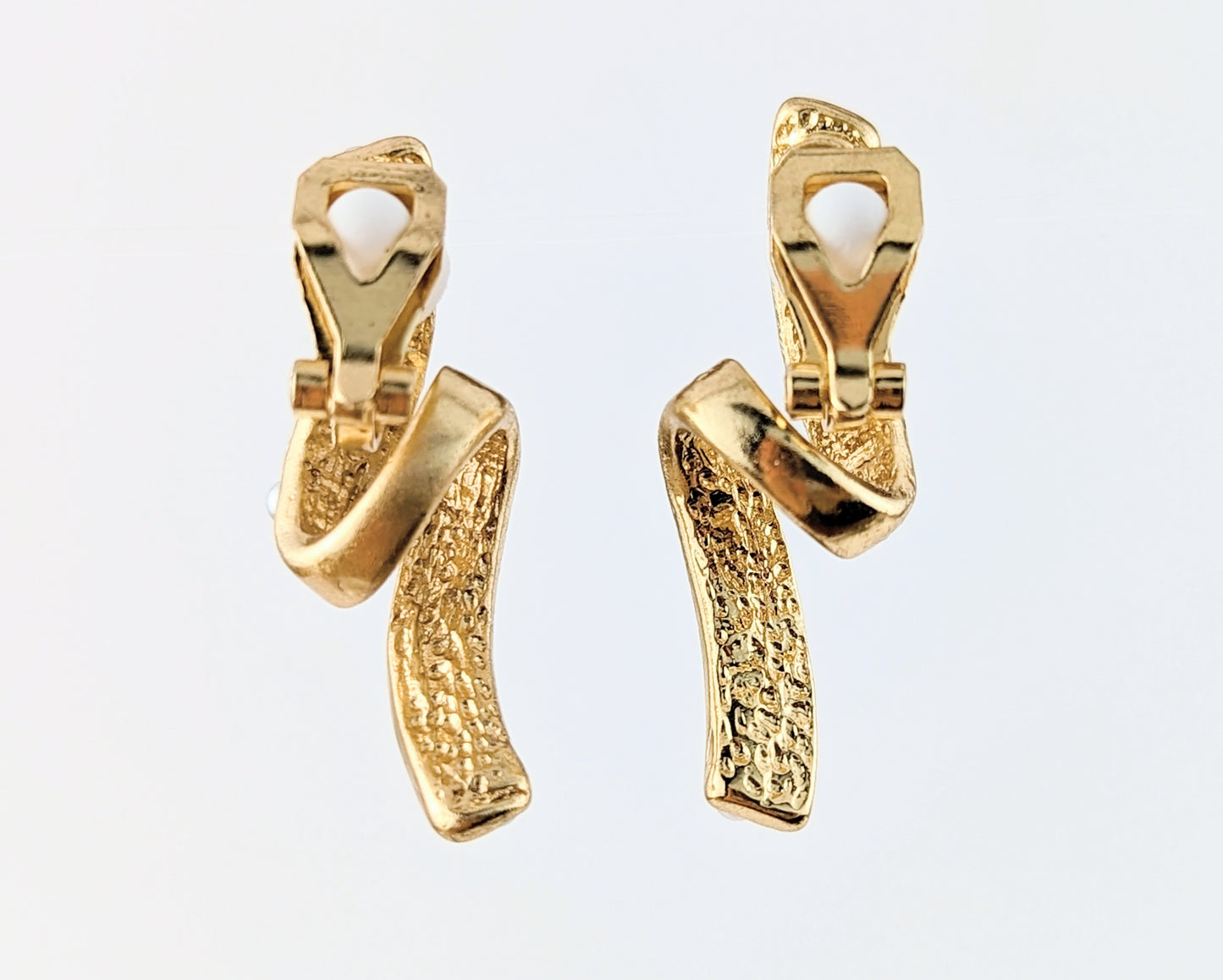 Spiral Pearl Gold Clip-on Earrings