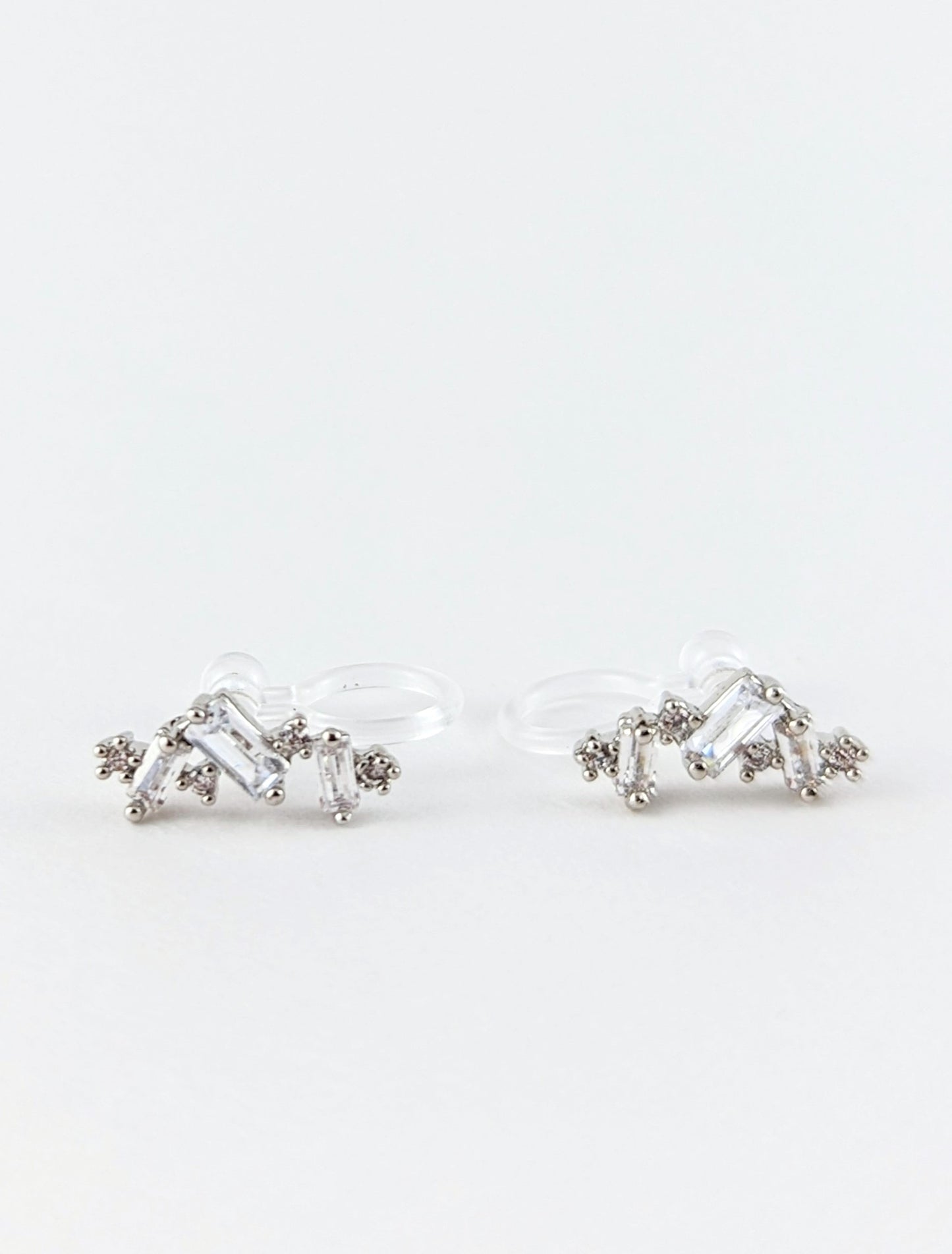 Ultra lightweight Sienna Cubic Zirconia Gem Clip-on Earrings in Silver