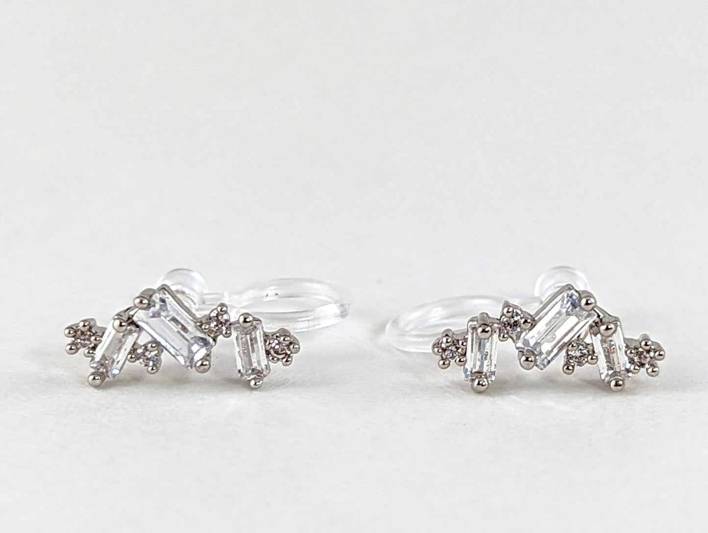 Ultra lightweight Sienna Cubic Zirconia Gem Clip-on Earrings in Silver