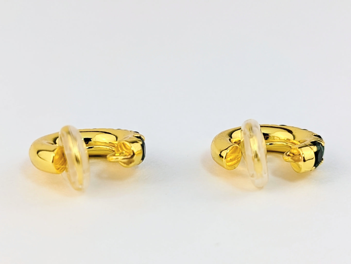 Gem Huggie Clip-on Earrings in GoldGreen