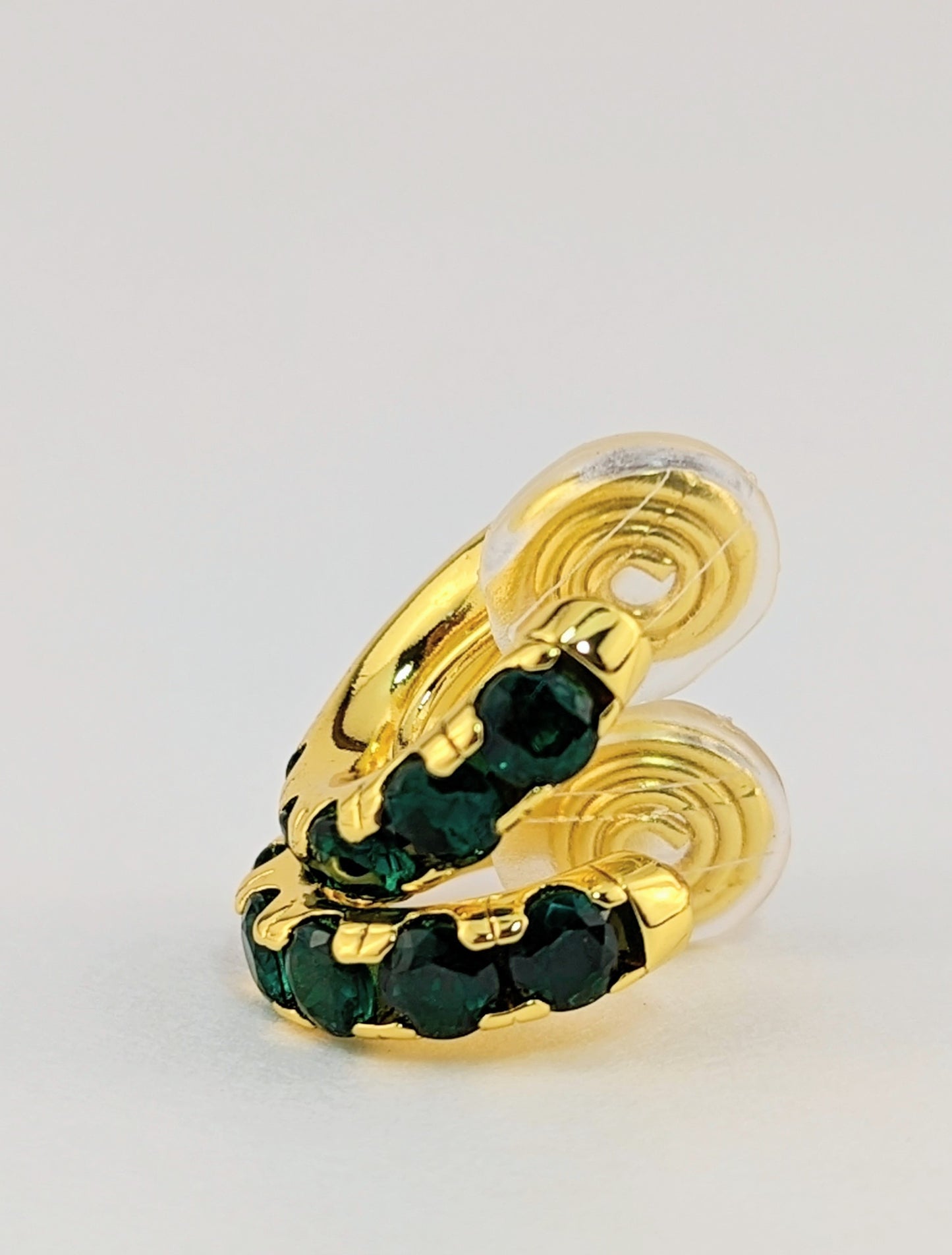 Gem Huggie Clip-on Earrings in GoldGreen