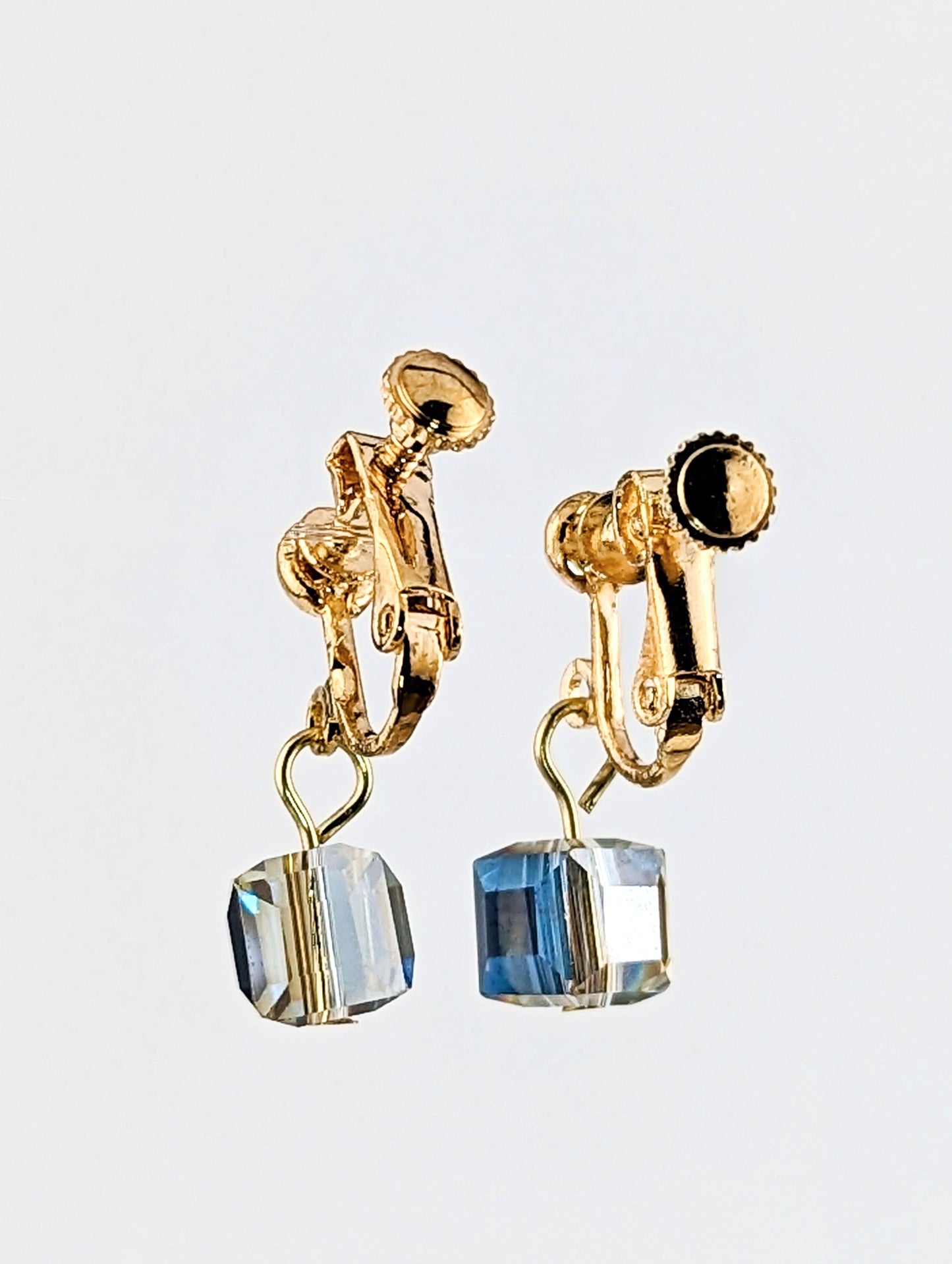 Tiny Ice Cube Dangle Clip-on Earrings