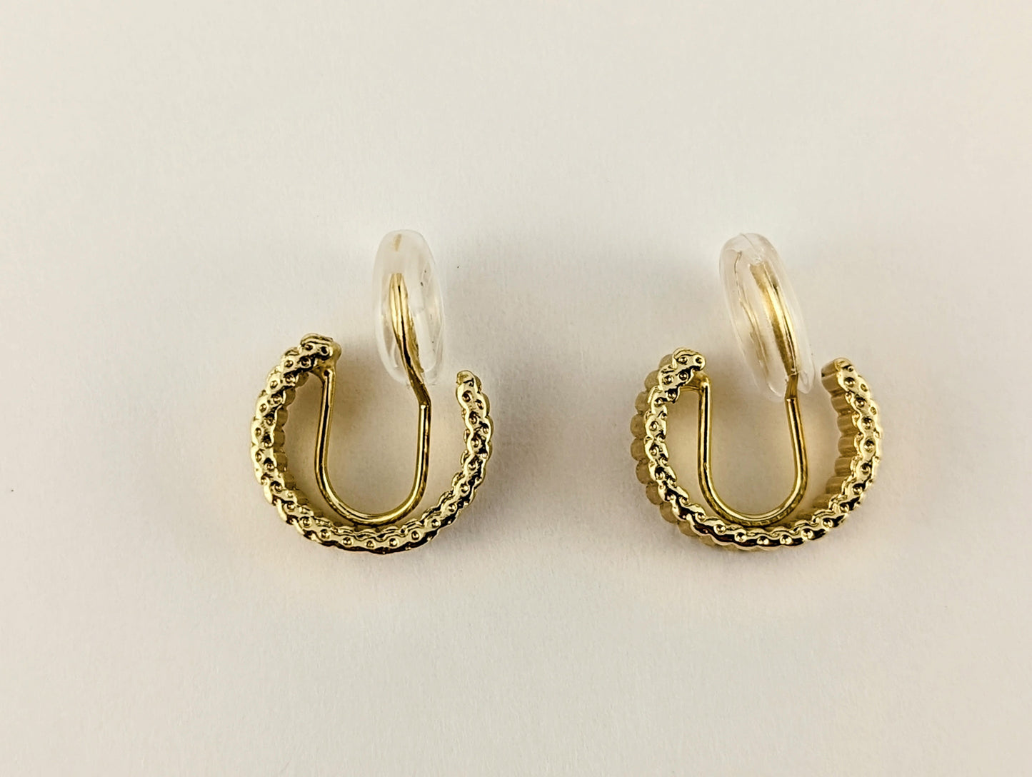 Textured Gold Huggie Clip-on Earrings