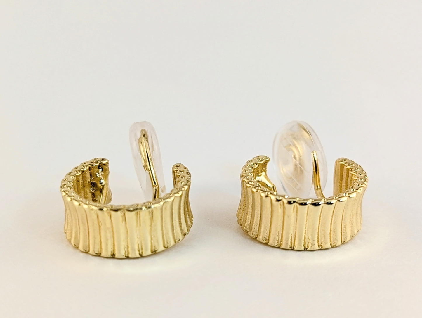 Textured Gold Huggie Clip-on Earrings