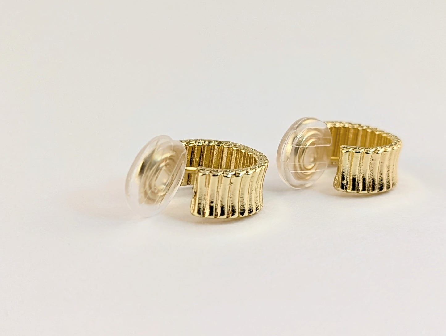 Textured Gold Huggie Clip-on Earrings