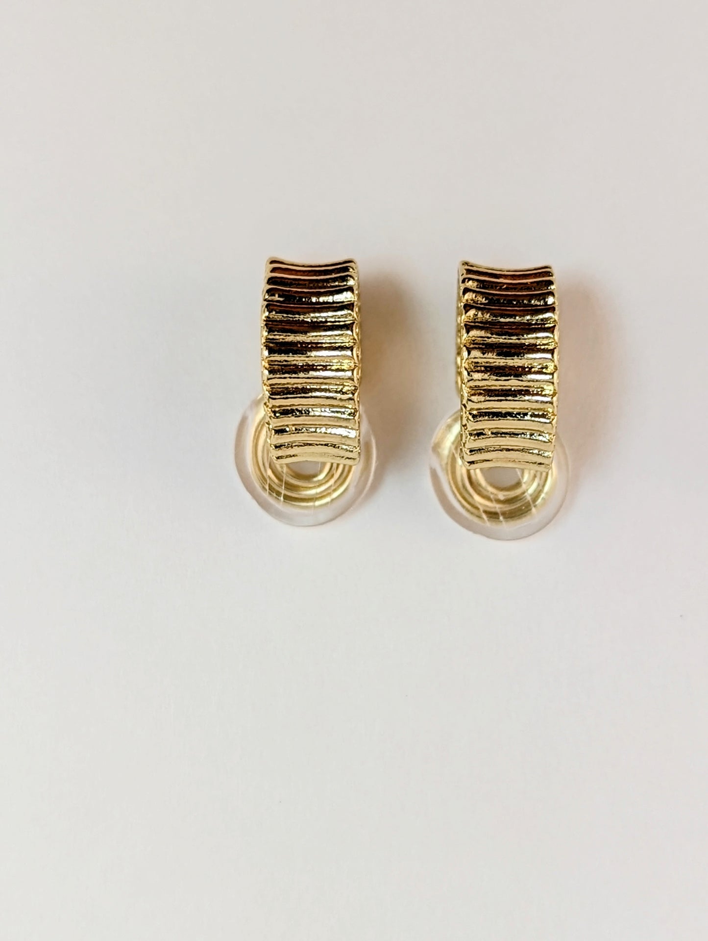 Textured Gold Huggie Clip-on Earrings
