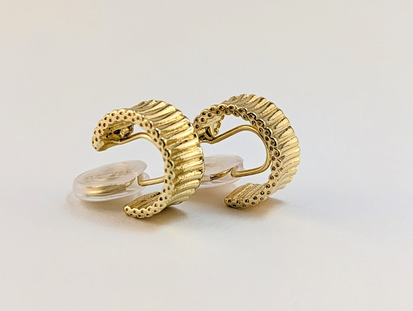 Textured Gold Huggie Clip-on Earrings