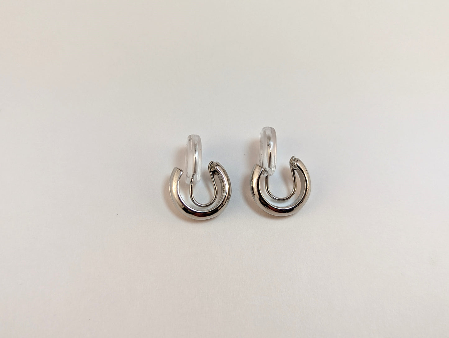 Small Silver Huggie Clip-on Earrings