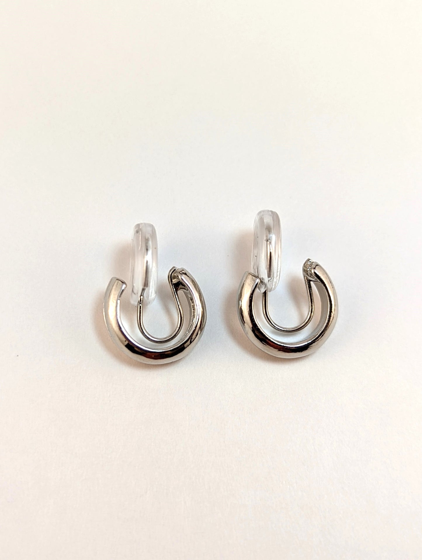 Small Silver Huggie Clip-on Earrings