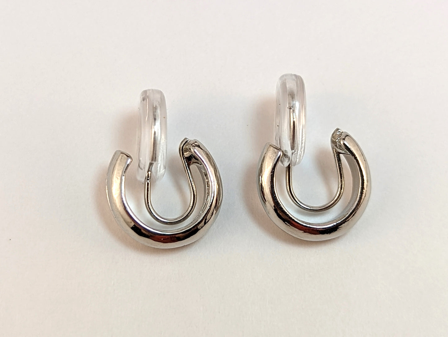 Small Silver Huggie Clip-on Earrings