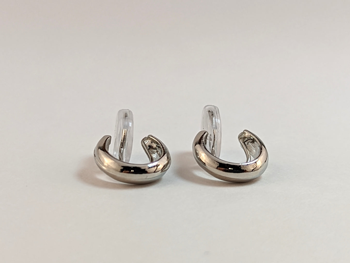 Small Silver Huggie Clip-on Earrings