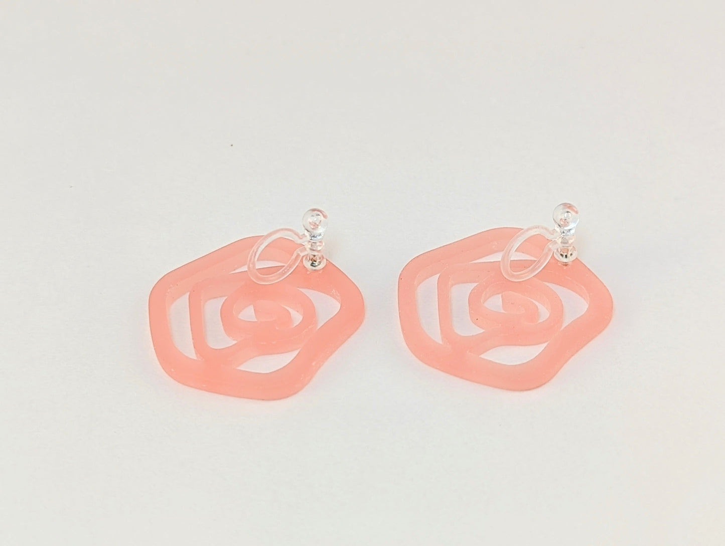 Pink Rose Clip-on Earrings