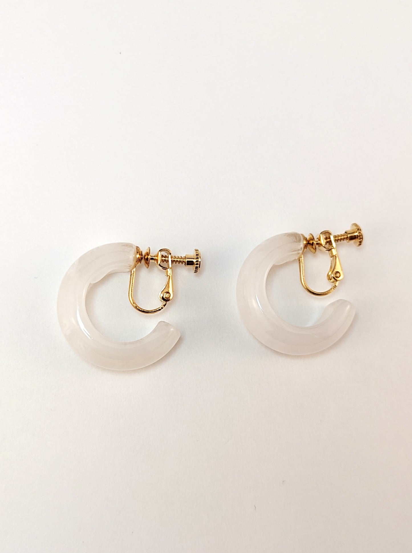Sixty Percent White Hoop Clip-on Earrings