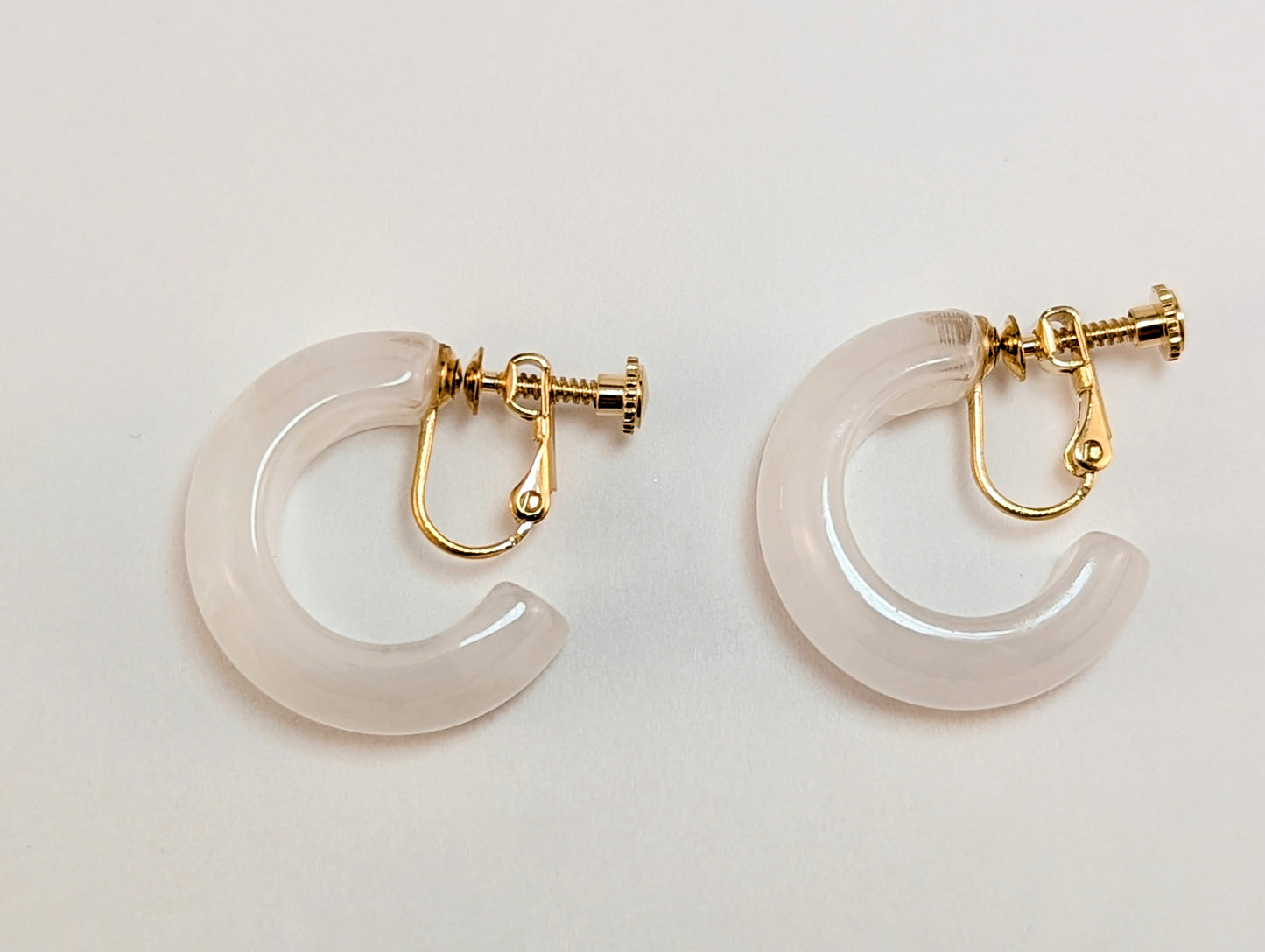 Sixty Percent White Hoop Clip-on Earrings