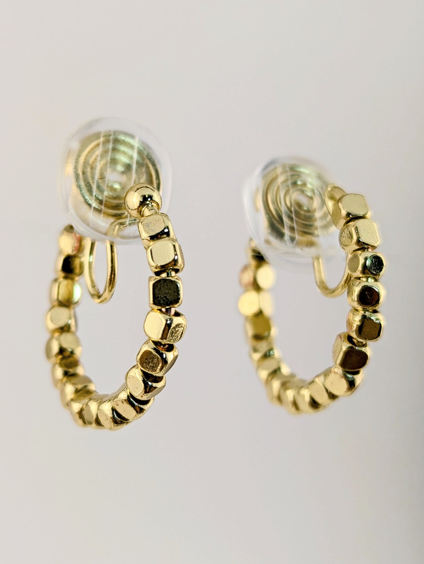 Gold Beaded Hoop Clip-on Earrings