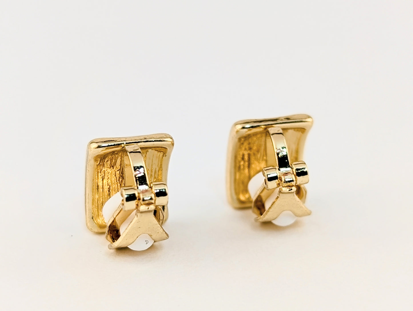 Milk Candy White Enamel Rectangle Huggie Clip-on Earrings