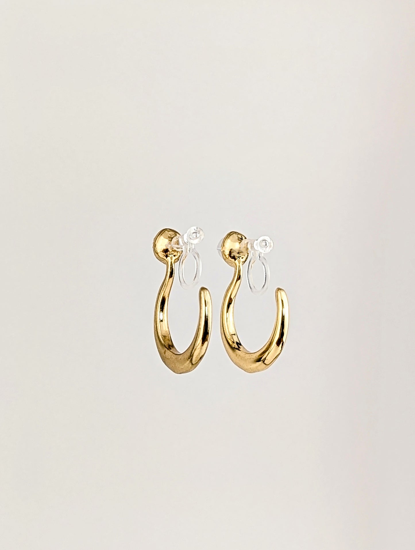 Pearl Gold Hook Clip-on Earrings