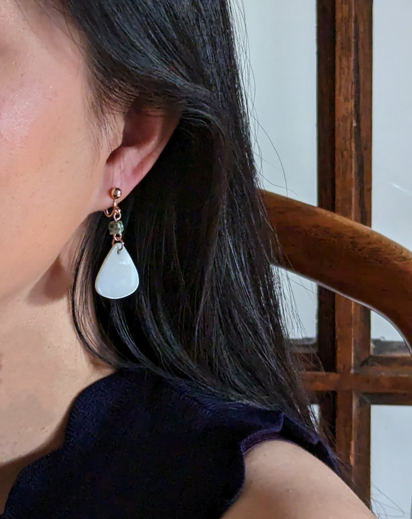 Shell We Beachy Triangle Dangle White Clip-on Earrings