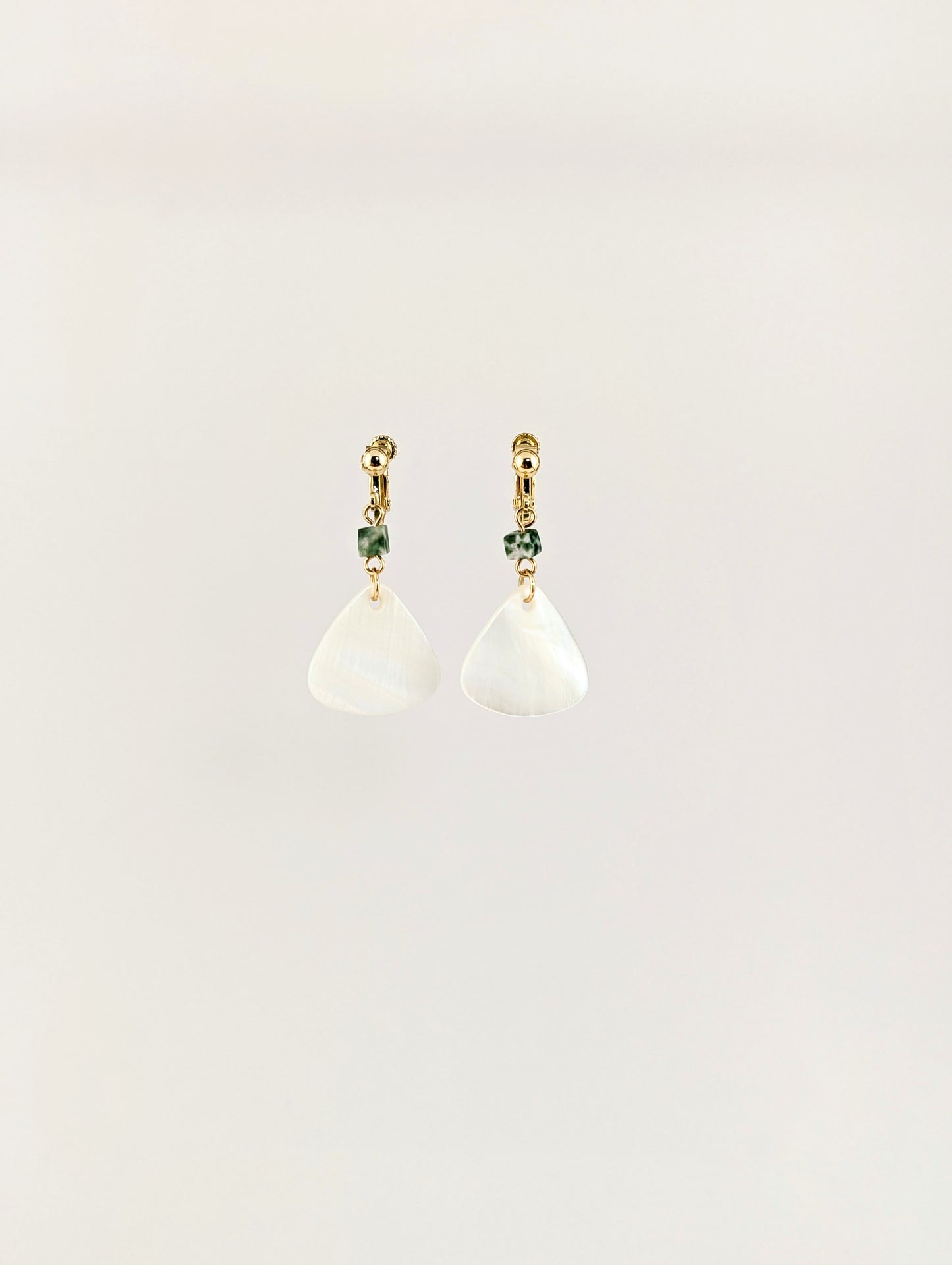 Shell We Beachy Triangle Dangle White Clip-on Earrings