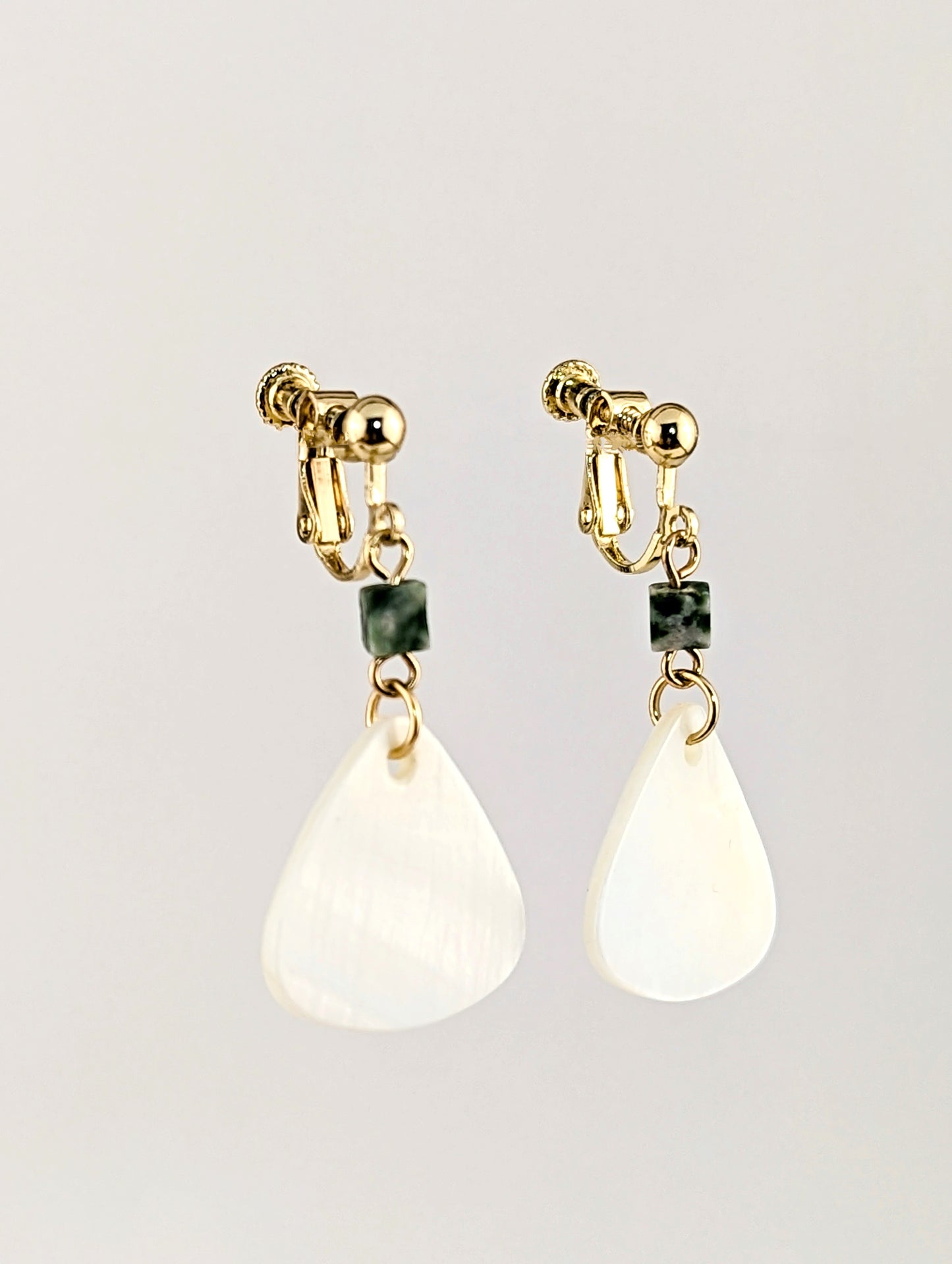 Shell We Beachy Triangle Dangle White Clip-on Earrings