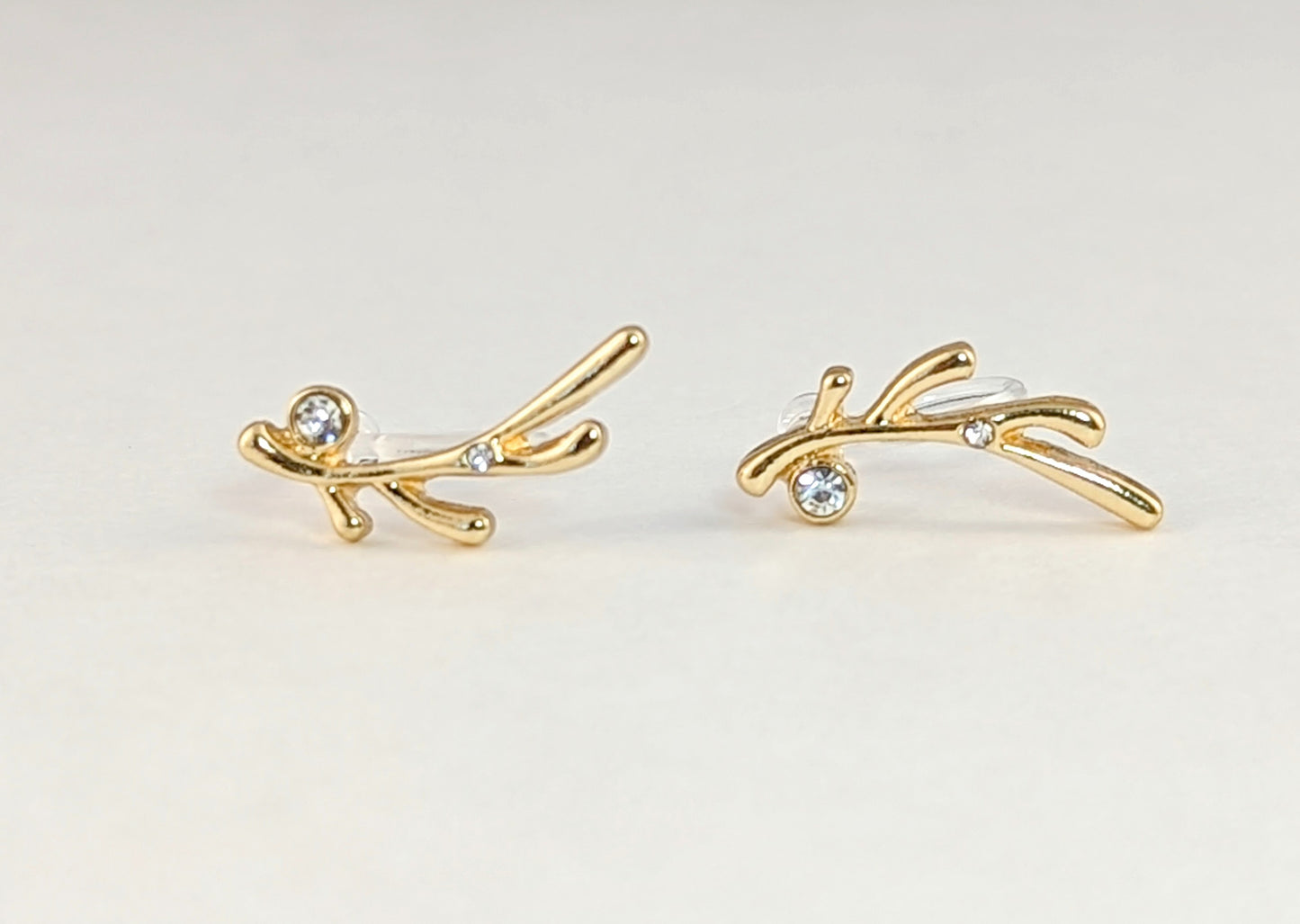 Olive Branch Gold Clip-on Earrings