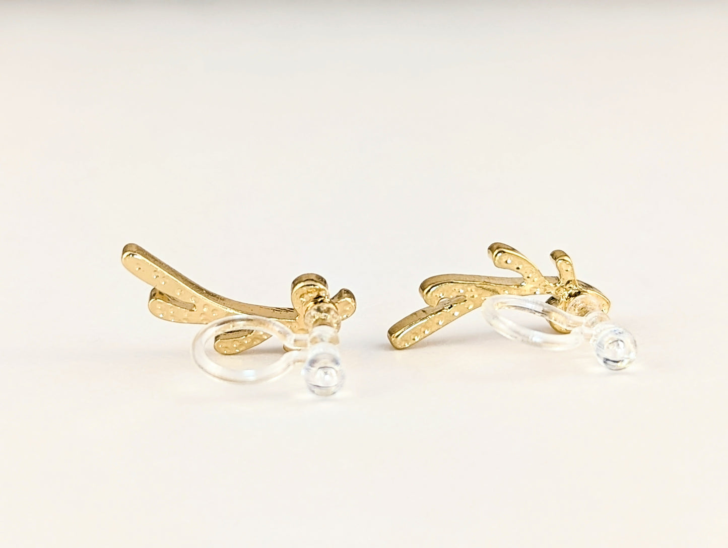 Olive Branch Gold Clip-on Earrings