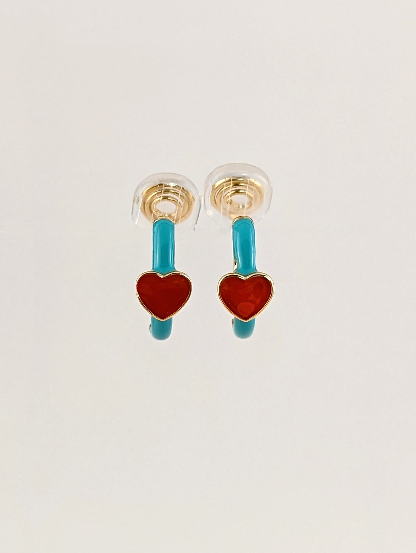 Cutesy Heart Enamel Hoop Clip-on Earrings