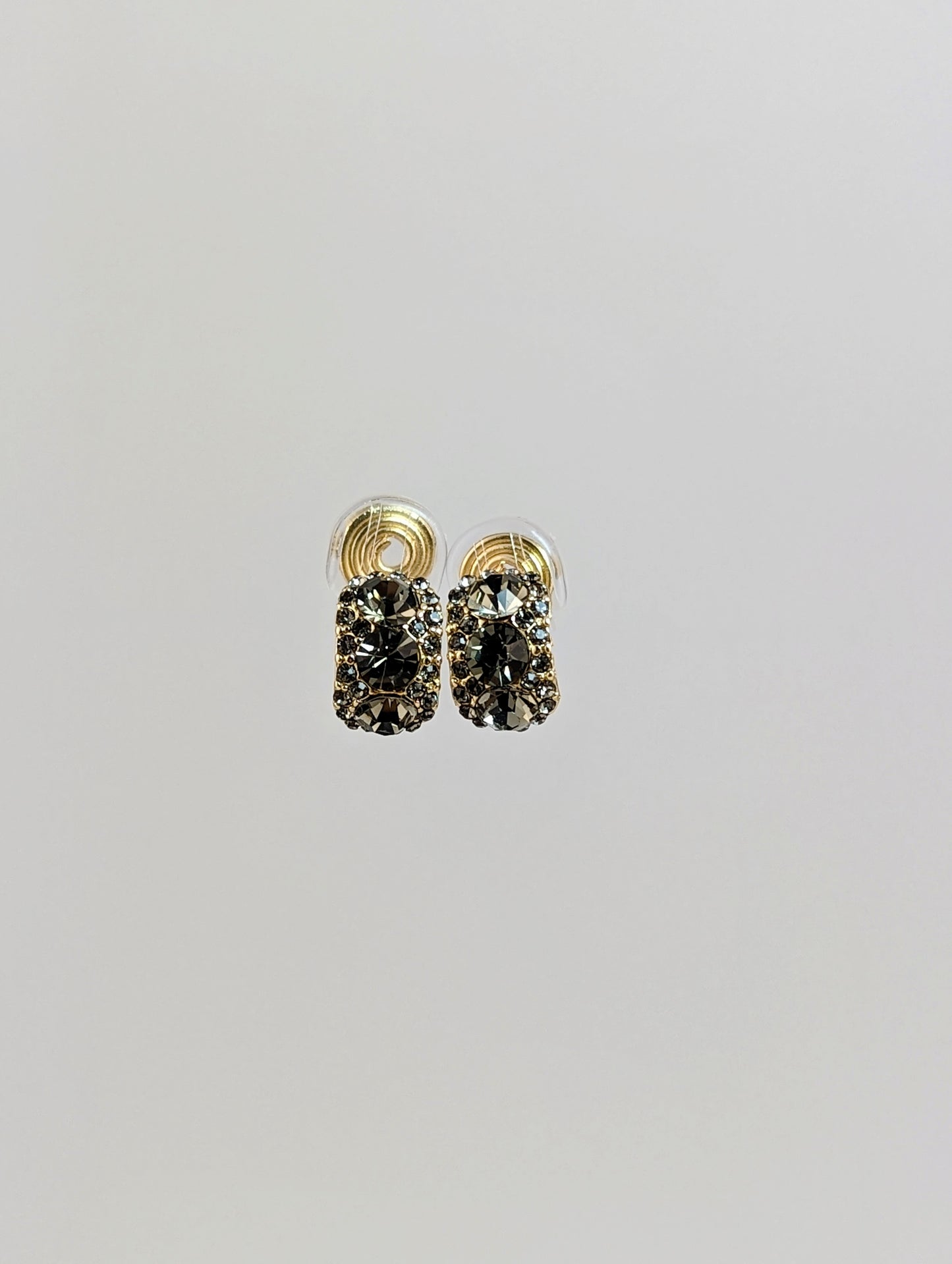 Shiny Charcoal Gray Gem Clip-on Earrings