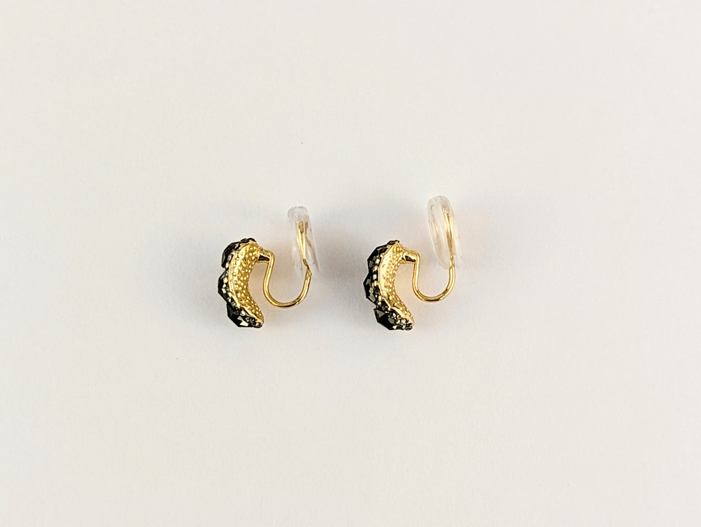 Shiny Charcoal Gray Gem Clip-on Earrings