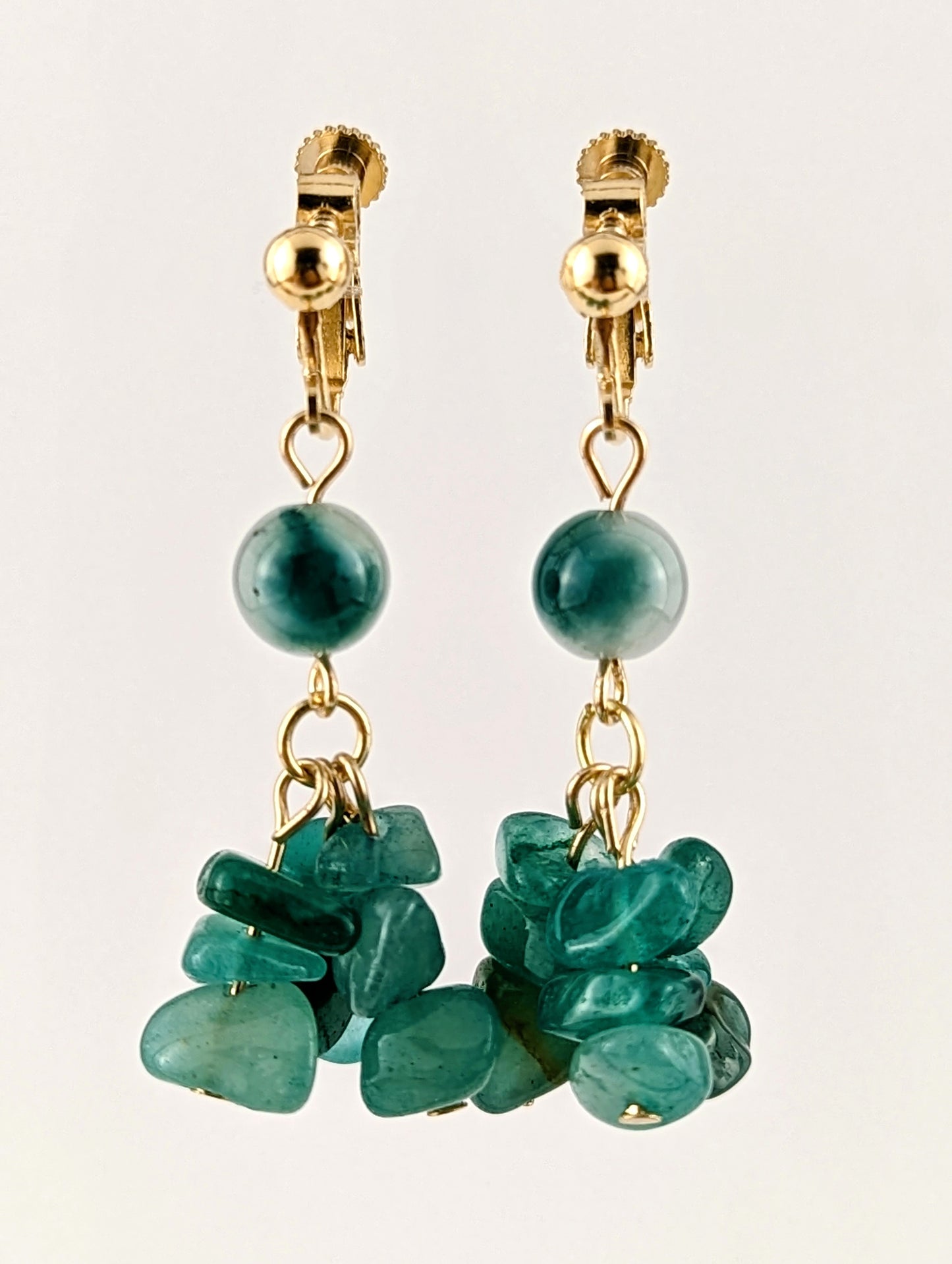 Stone Green Forest Dangle Clip-on Earrings