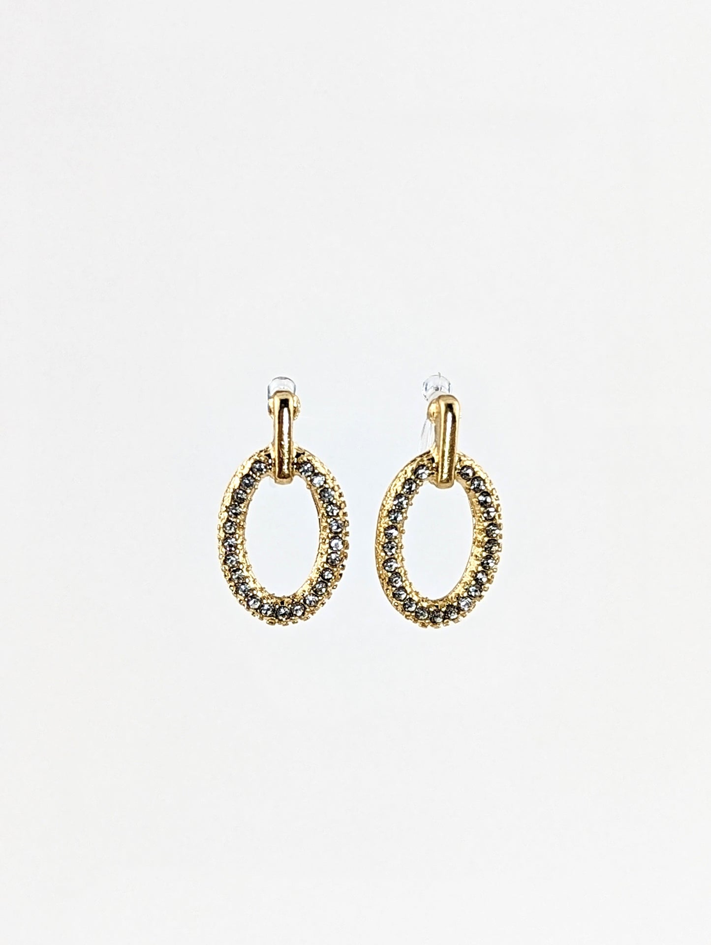 Oval Gem Gold Clip-on Earrings
