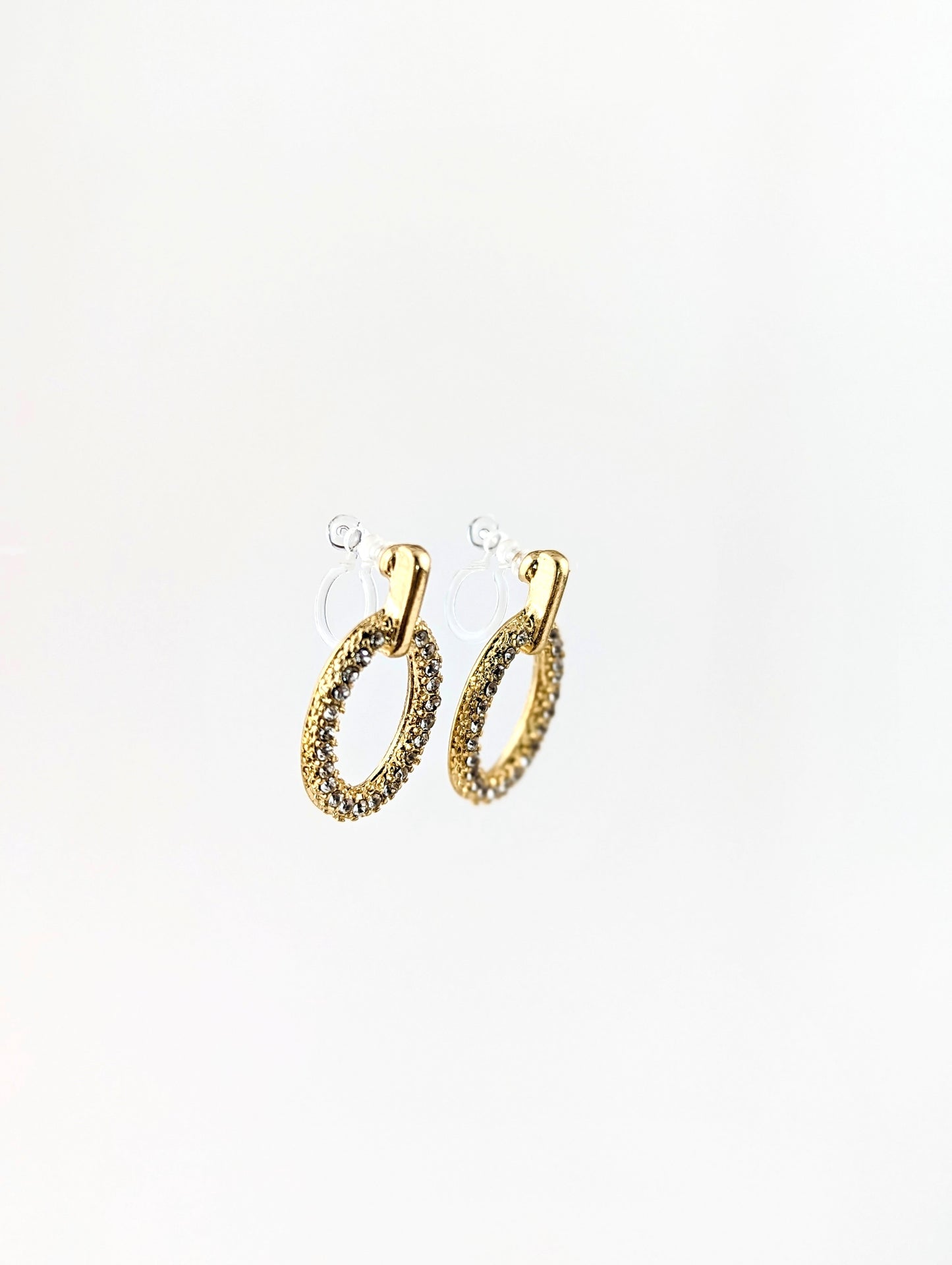 Oval Gem Gold Clip-on Earrings
