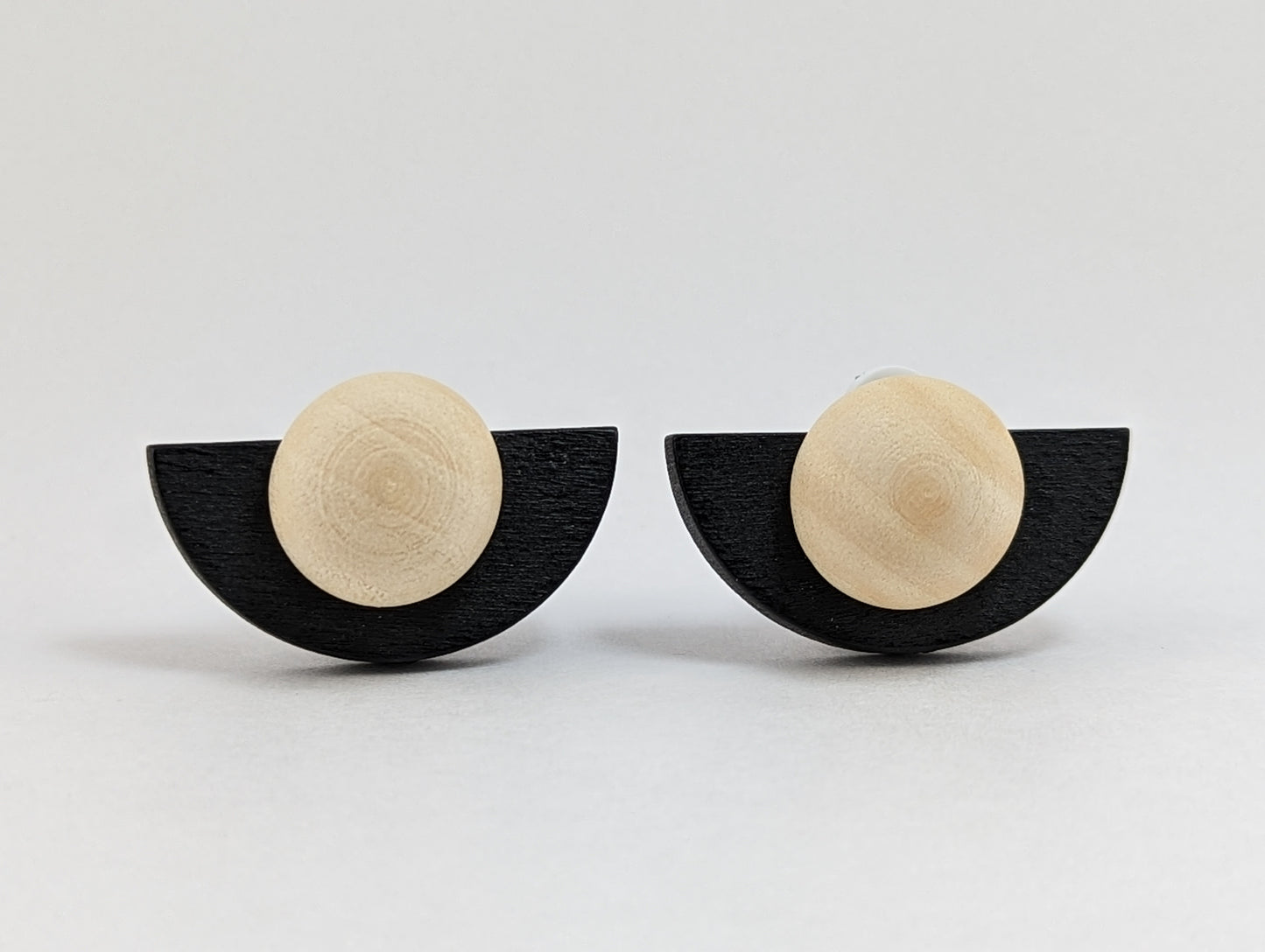 Milan Semi-circle Wooden Clip-on Earrings