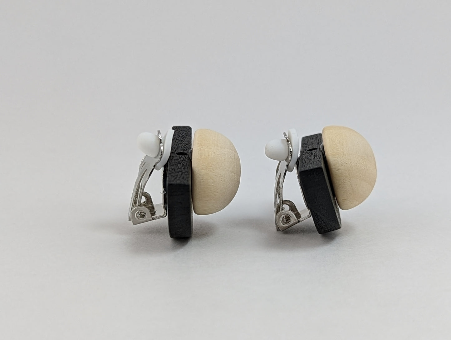 Milan Semi-circle Wooden Clip-on Earrings