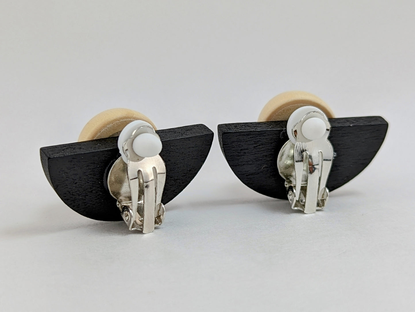 Milan Semi-circle Wooden Clip-on Earrings