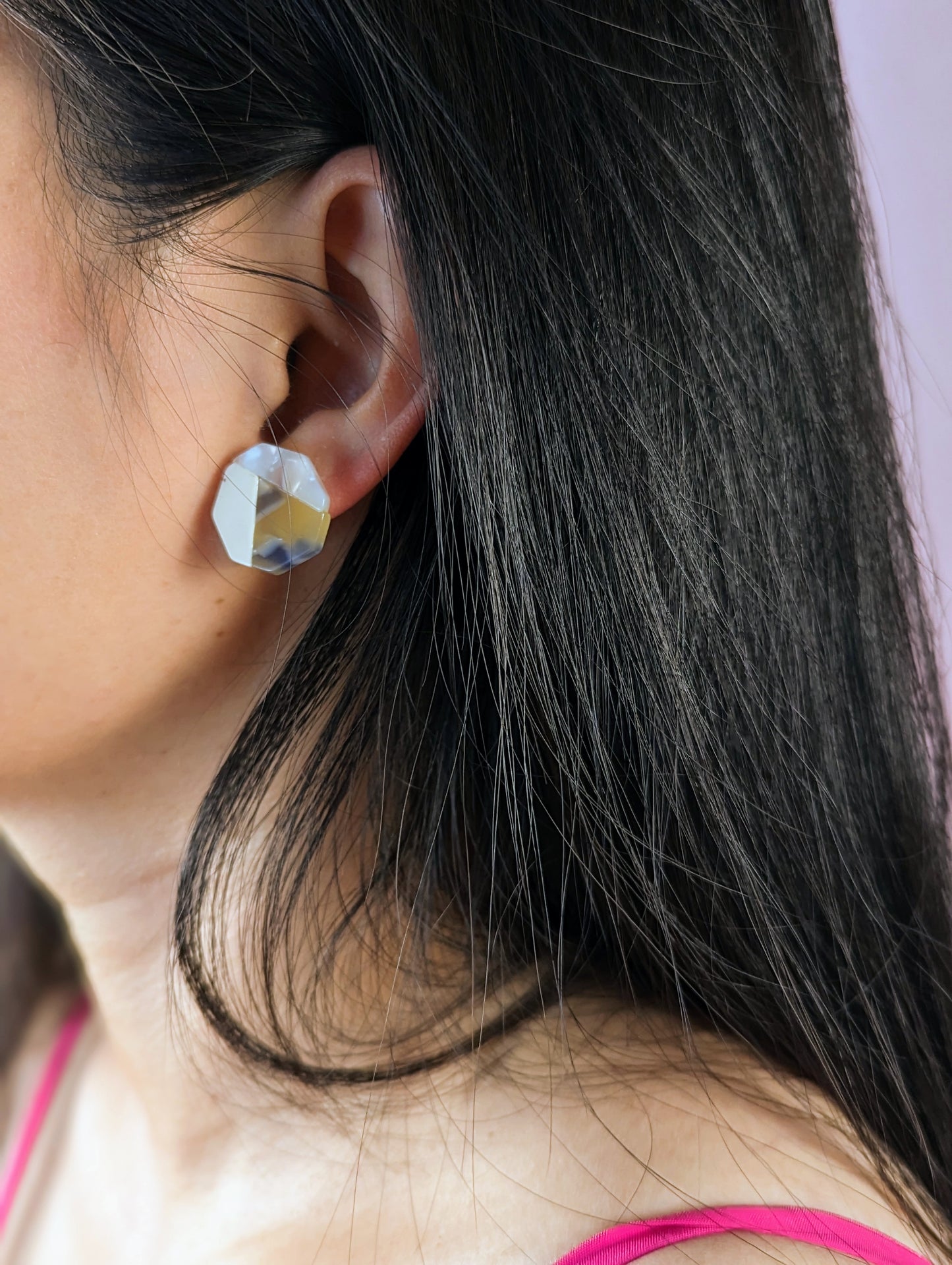 Collage Octagon Clip-on Earrings