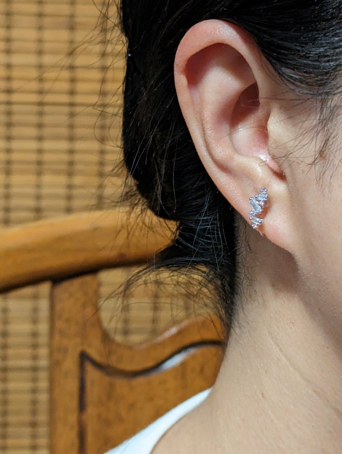 Ultra lightweight Sienna Cubic Zirconia Gem Clip-on Earrings in Silver
