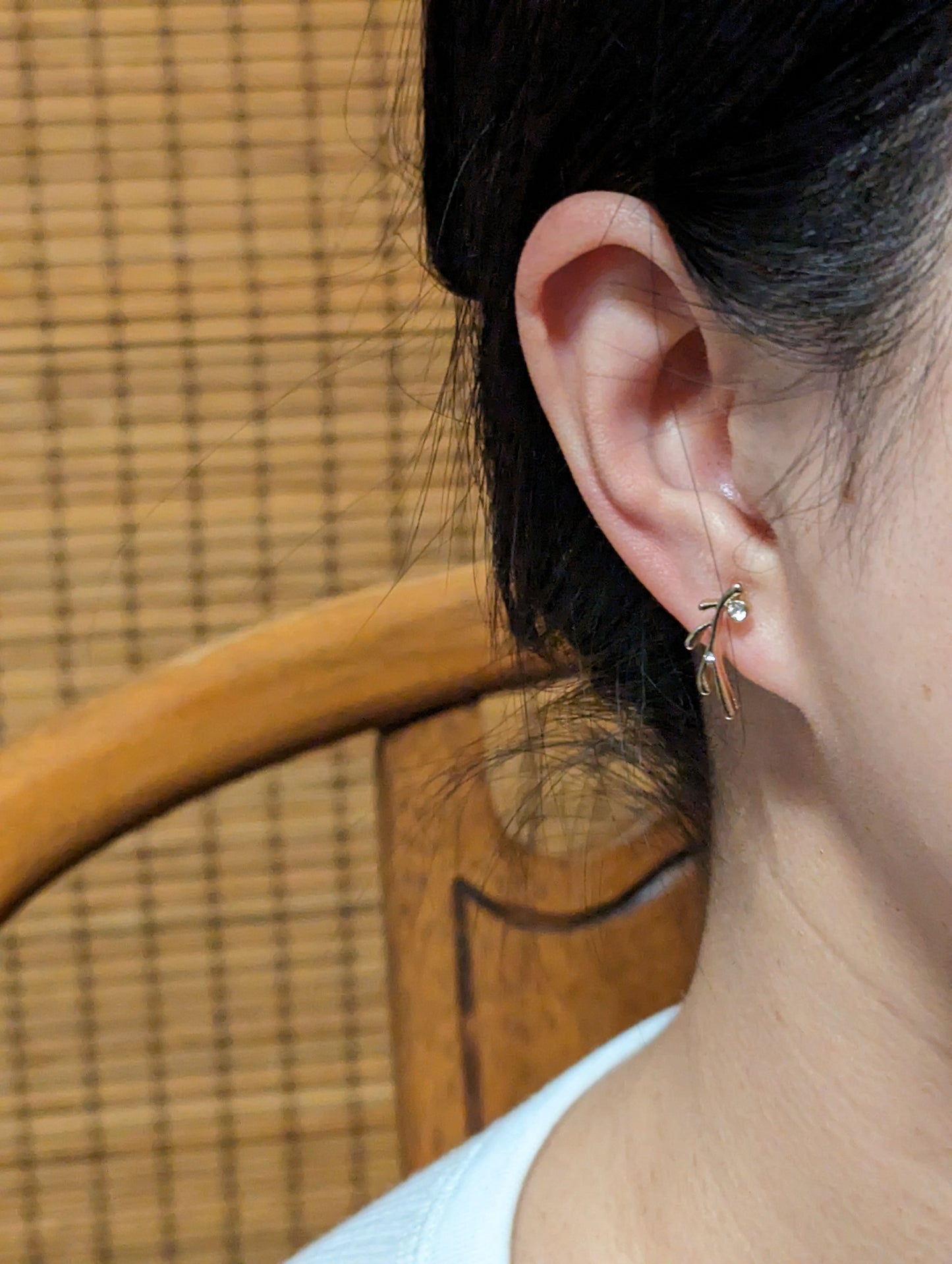 Olive Branch Gold Clip-on Earrings