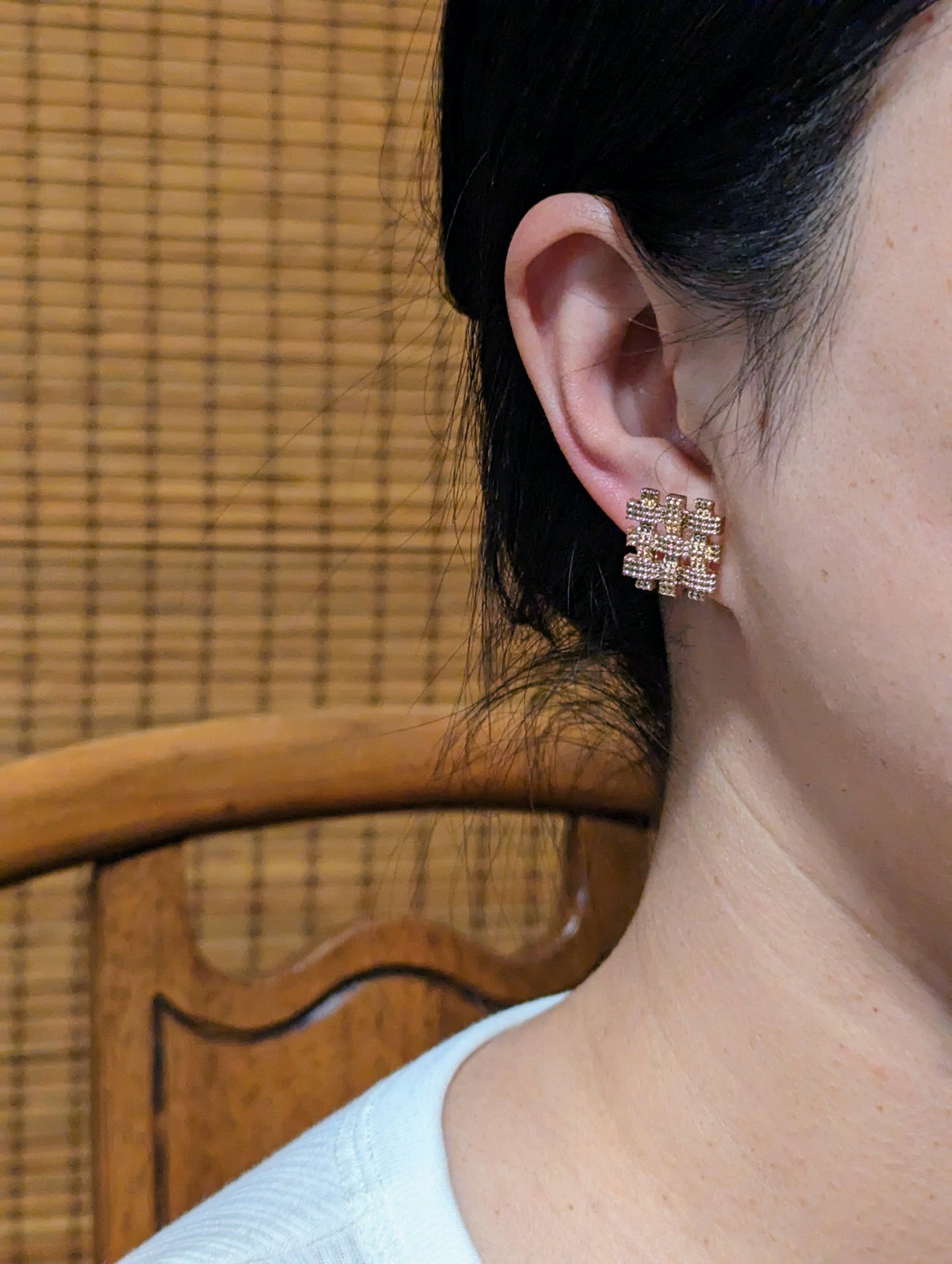 Woven Gold Clip-on Earrings