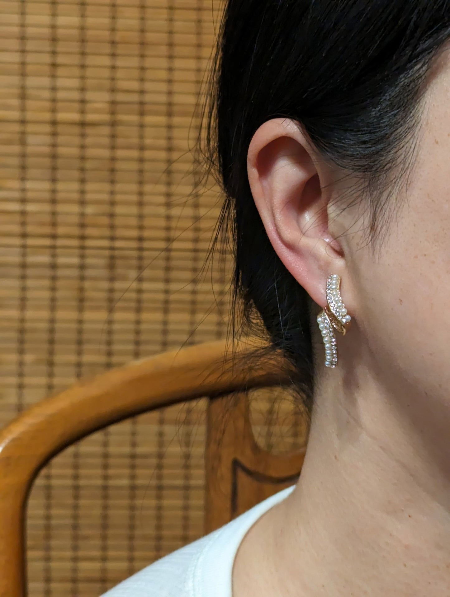 Spiral Pearl Gold Clip-on Earrings