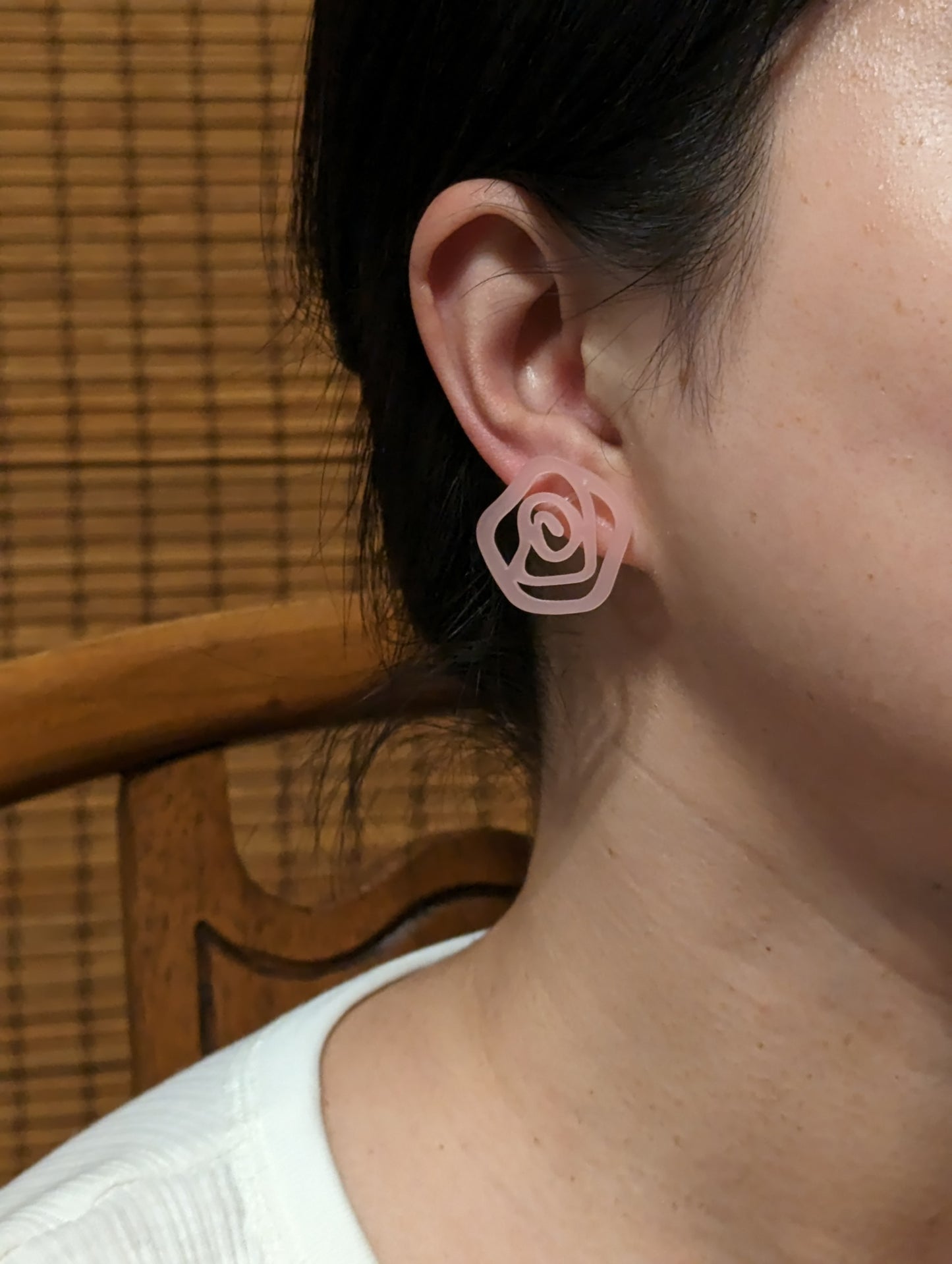 Pink Rose Clip-on Earrings