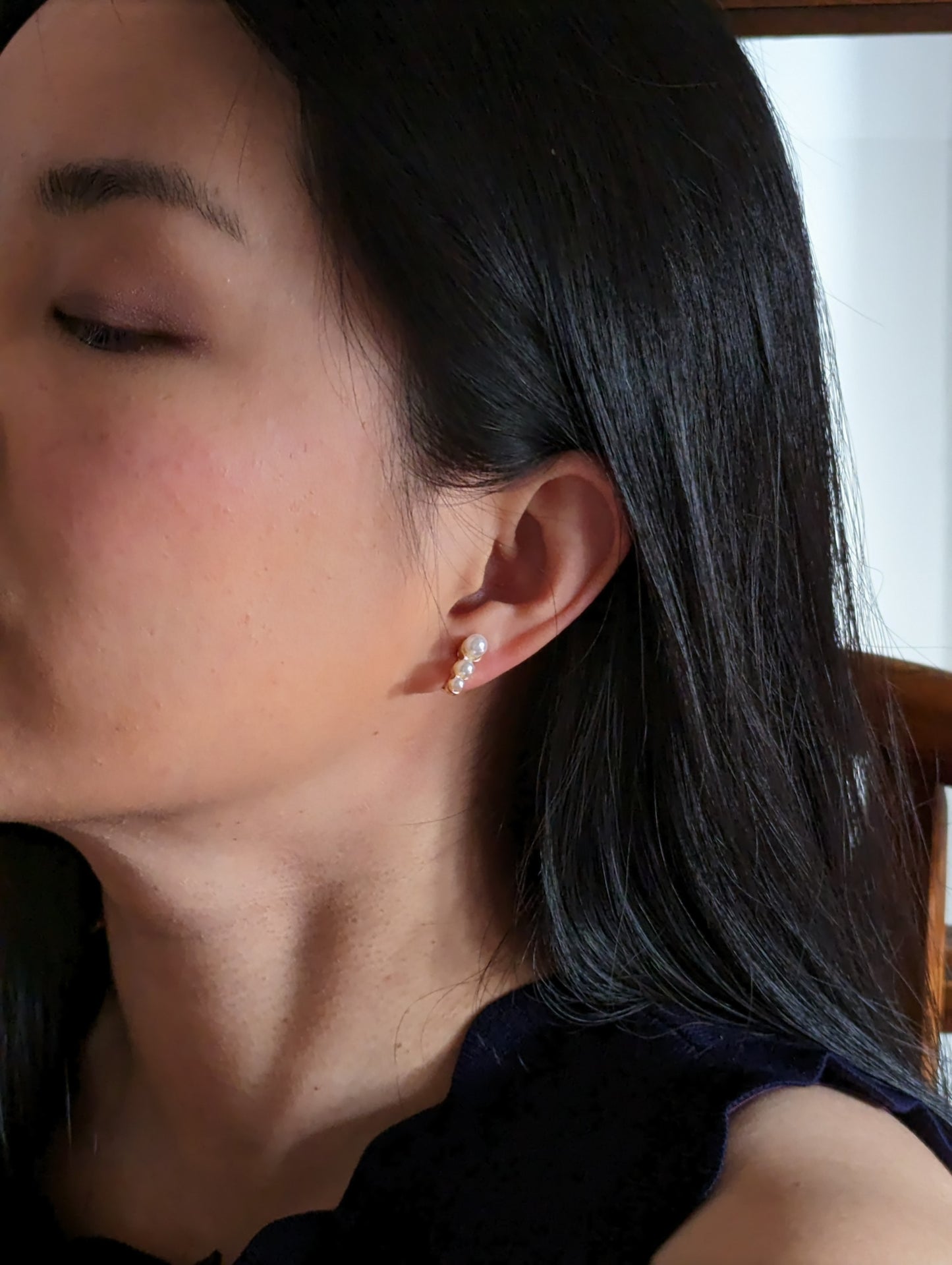 Mighty Raindrops Pearl Gold Clip-on Earrings