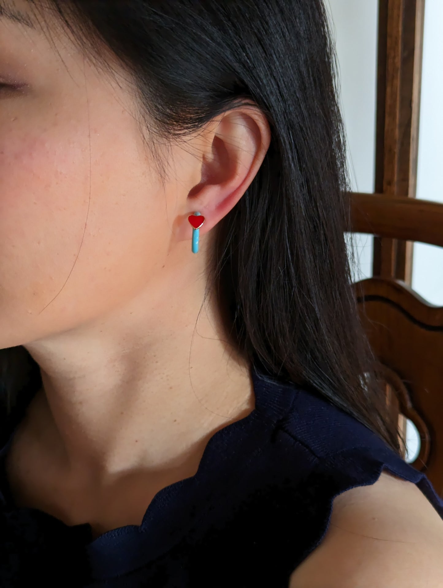 Cutesy Heart Enamel Hoop Clip-on Earrings