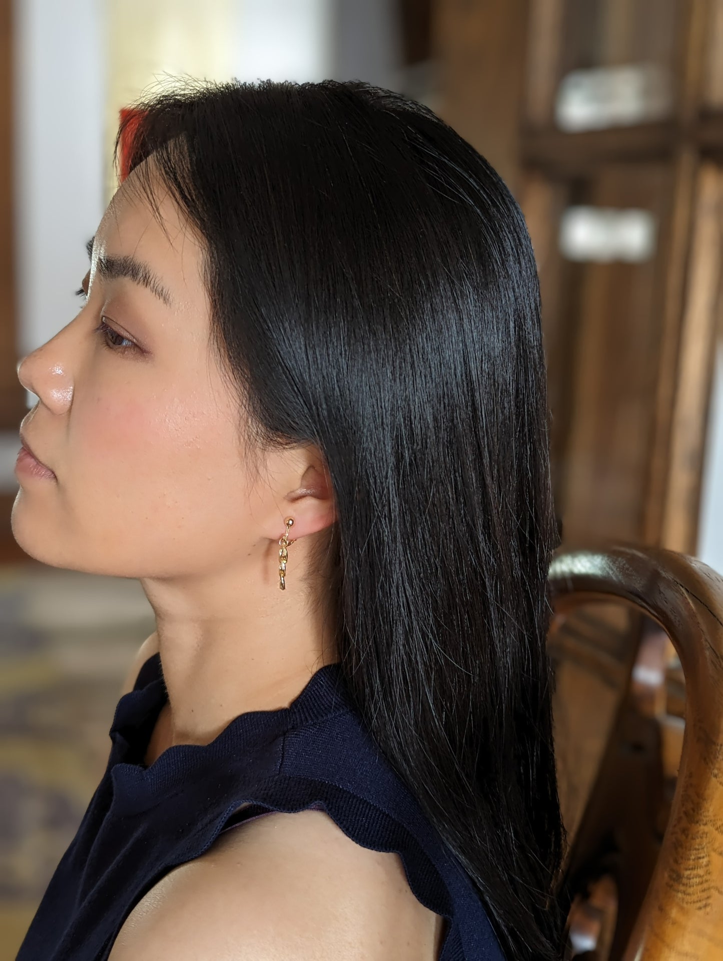 Chain-link Dangle Clip-on Earrings in Gold