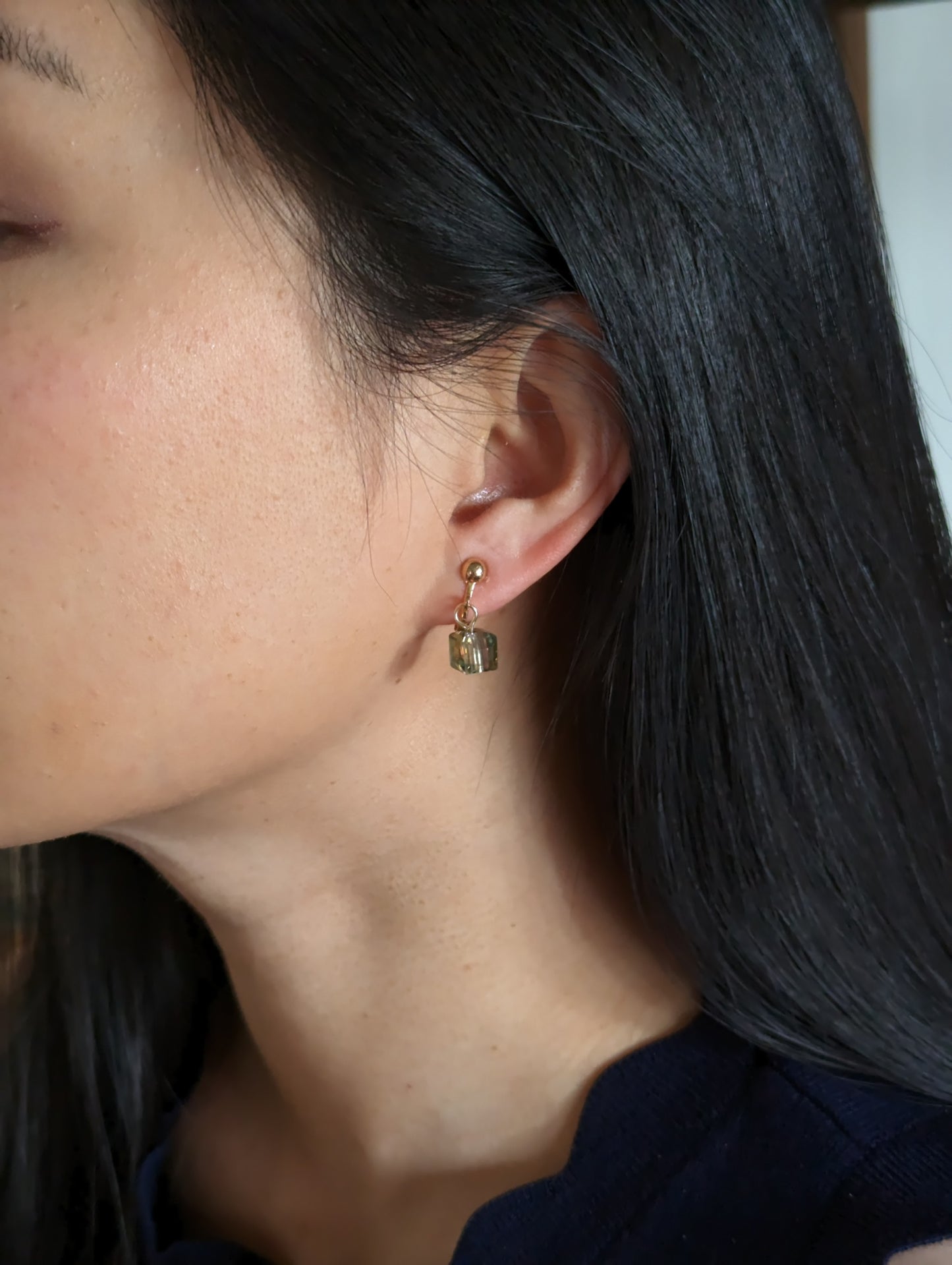 Tiny Ice Cube Dangle Clip-on Earrings